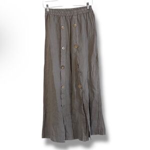 Vianova Linen Pants Taupe Wide Leg Trousers Grey Tan Size Small NWT